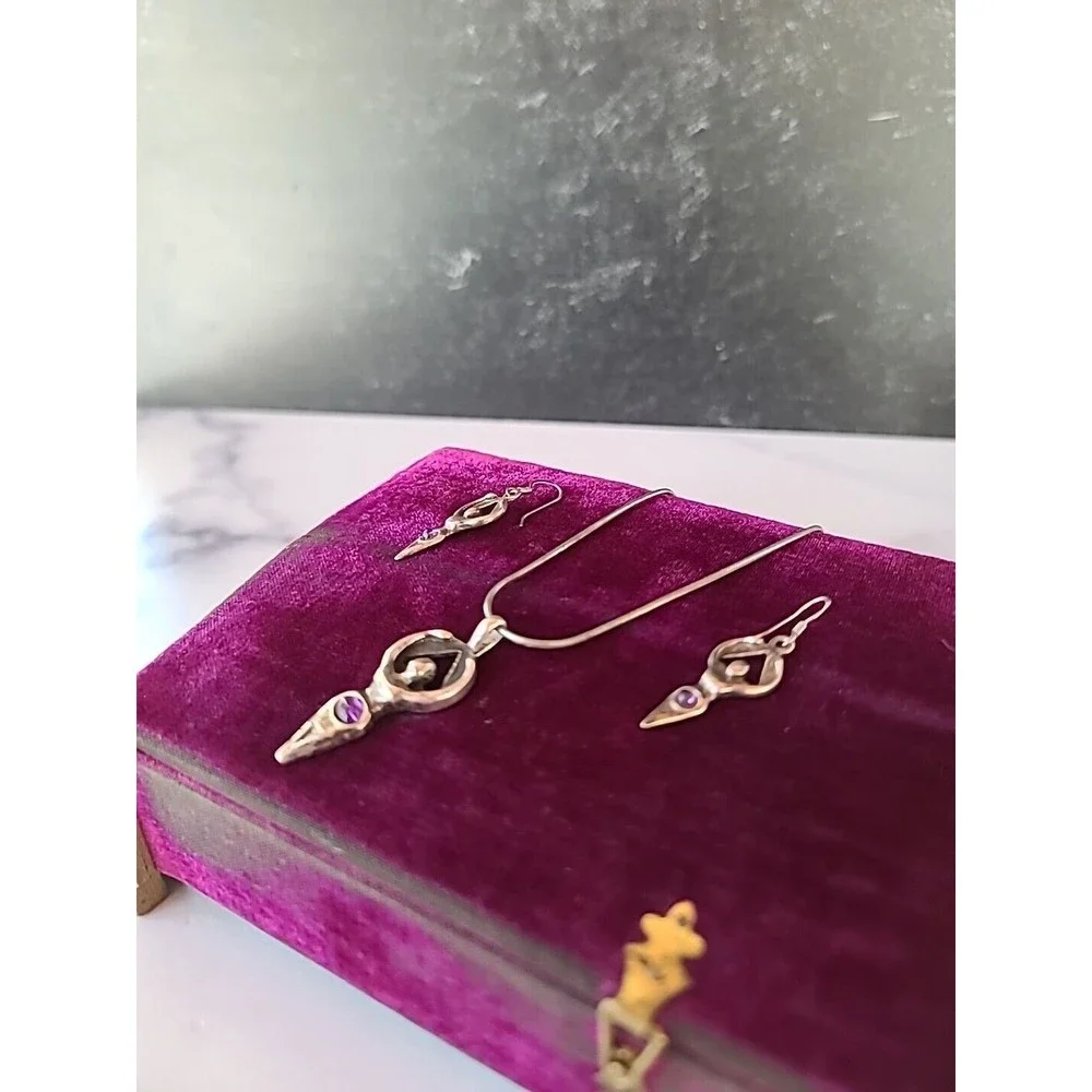 Vintage 925 Figural Amethyst Jewelry Set - Picture 3 of 10